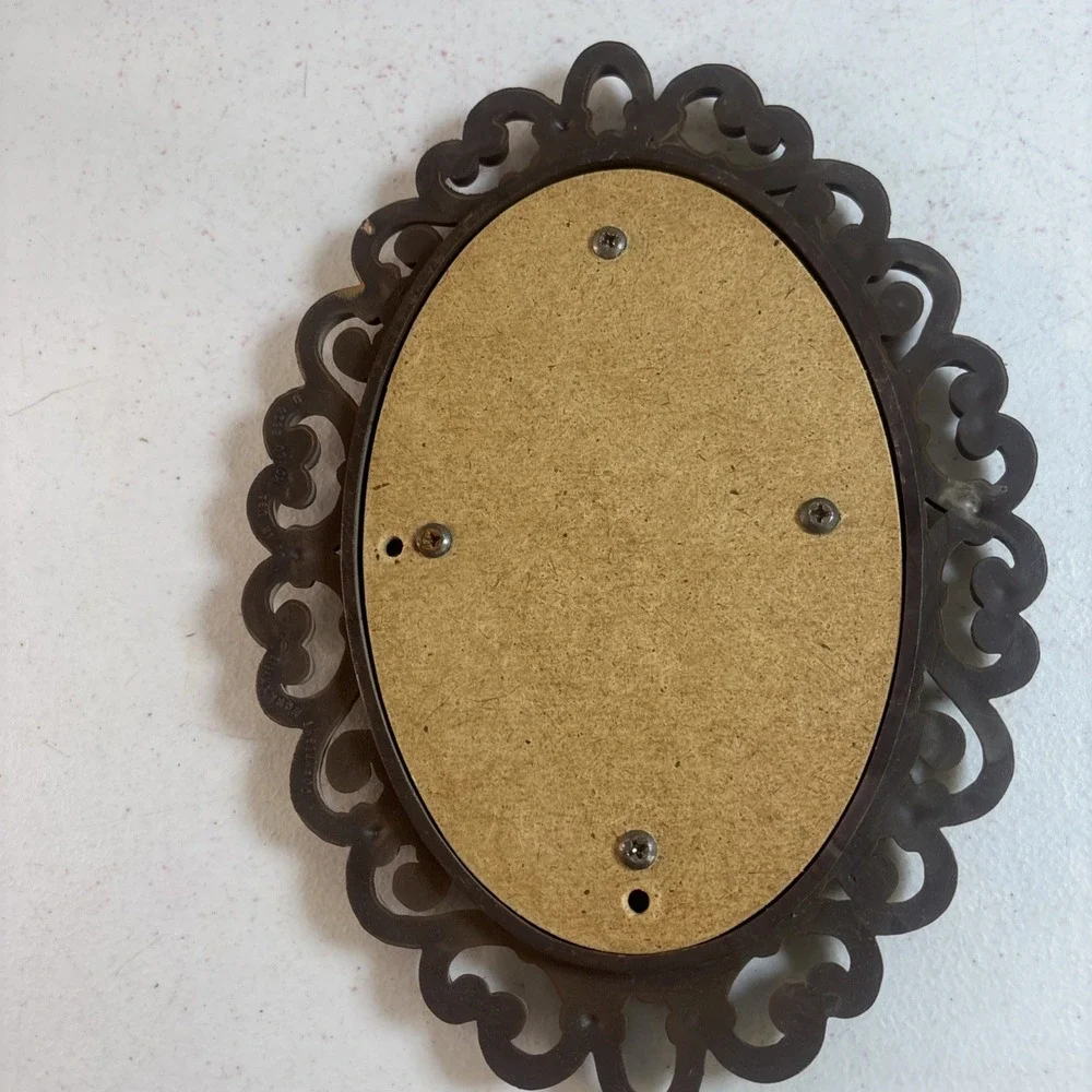 VINTAGE PR HOMCO BROWN RATTAN WICKER SMALL ACCENT MIRRORS 2615 9.5